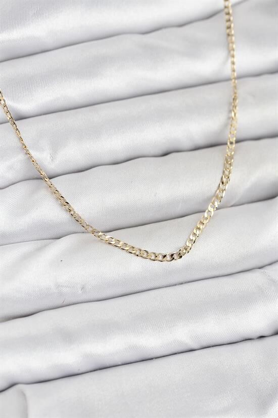 CM 14K Gold Renk Pirinç Zincir Model Kadın Kolye