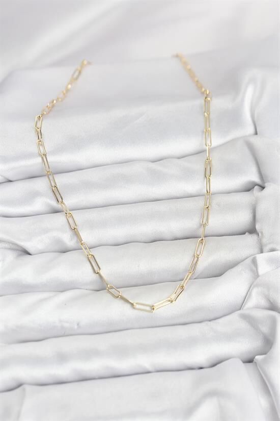 CM 14K Gold Renk Pirinç Ataç Zincir Kadın Kolye