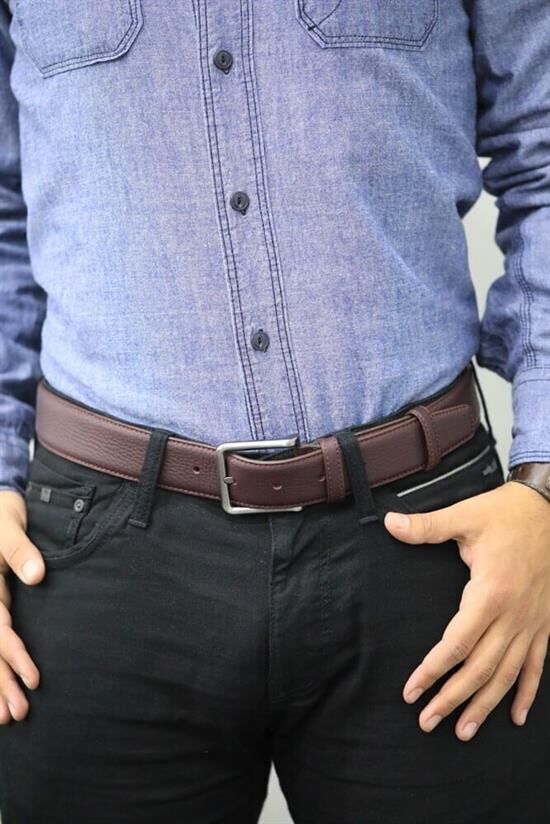 Guard Mat Deri Erkek Kemeri 4 Cm - Bordo