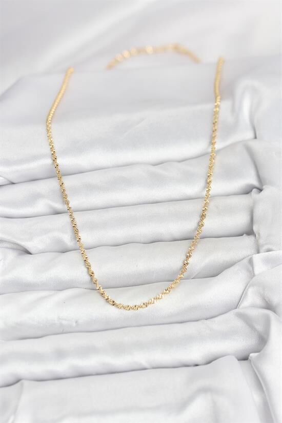 CM 14K Gold Renk Ezme Burgu Zincir Model 60 cm Kadın Kolye