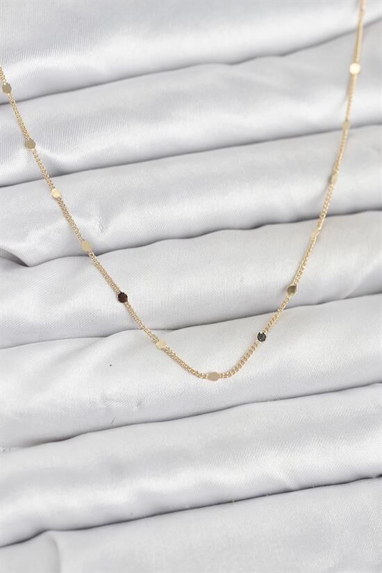CM 14K Gold Renk Ezme Pul Model 60 cm Kadın Kolye