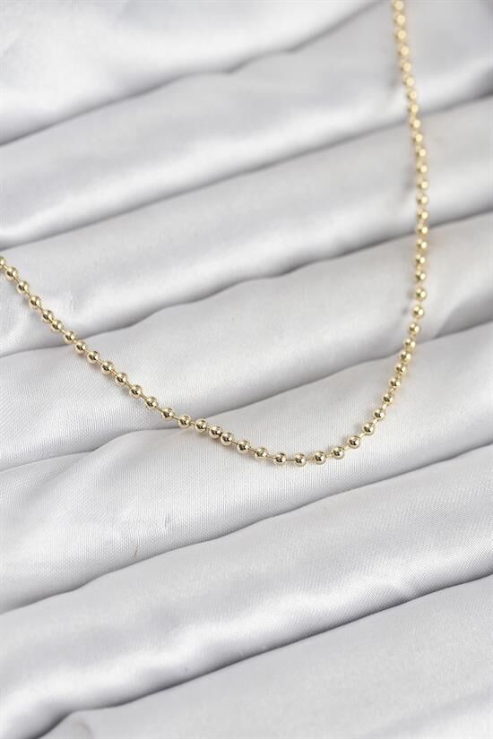 CM 14K Gold Renk Top Zincirli Model 60 cm Kadın Kolye