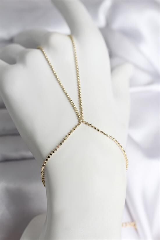 316L Çelik Gold Renk Ezme Zincir Model Kadın Şahmeran