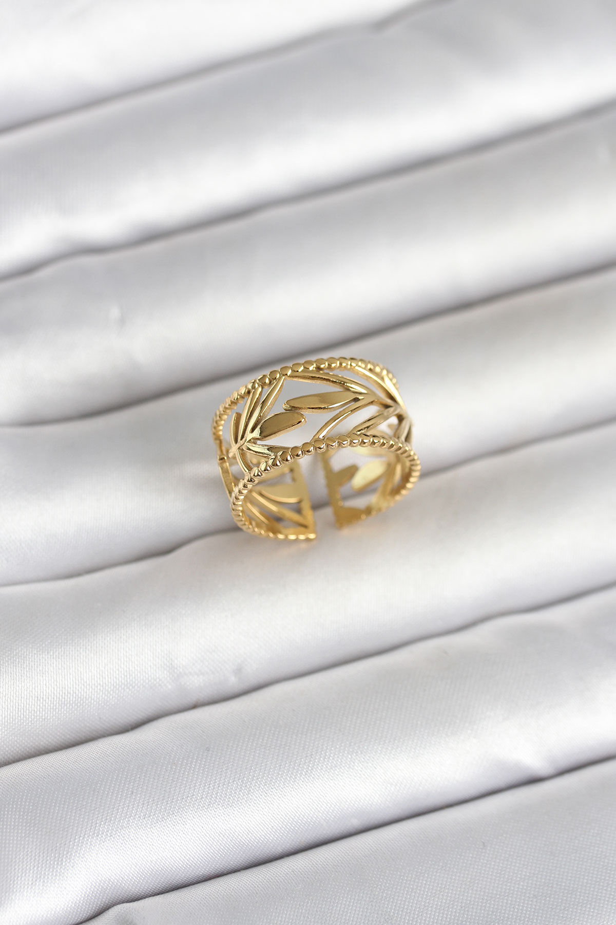 316L Çelik Gold Renk Başak Model Kadın Yüzük