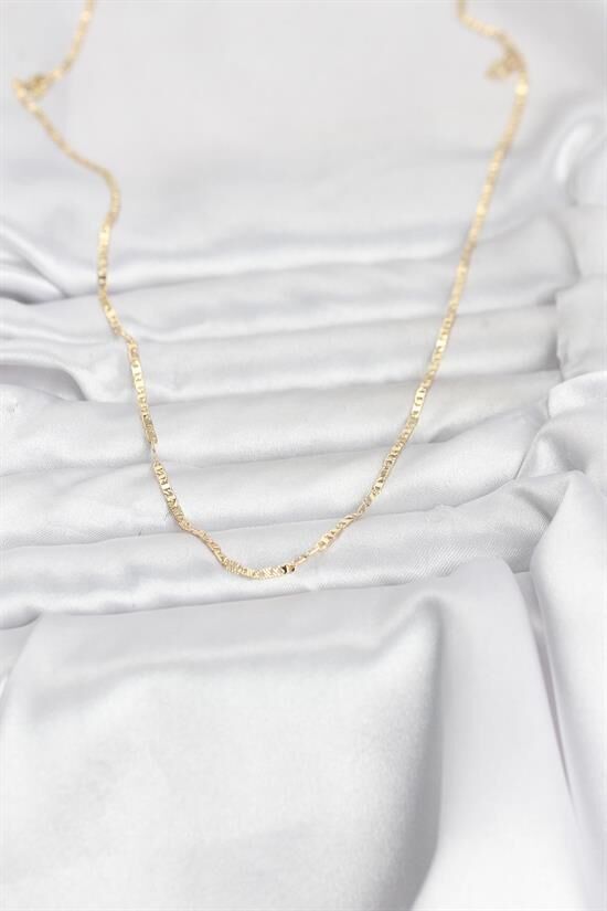 CM 14K Gold Renk Yassı Zincir Model 60 cm Kadın Kolye