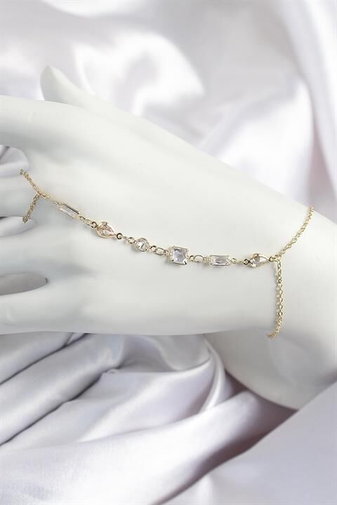 Pirinç Zirkon Taşlı Y Model Gold Renk Kadın Şahmeran