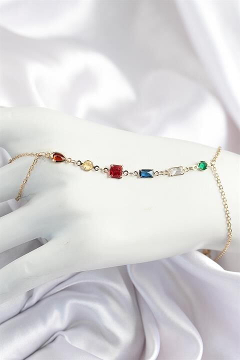 Pirinç Renkli Zirkon Taşlı Y Model Gold Renk Kadın Şahmeran