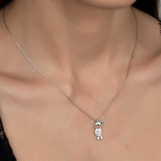 Swarovski Taşlı Gümüş Çocuk Bayan Kolye