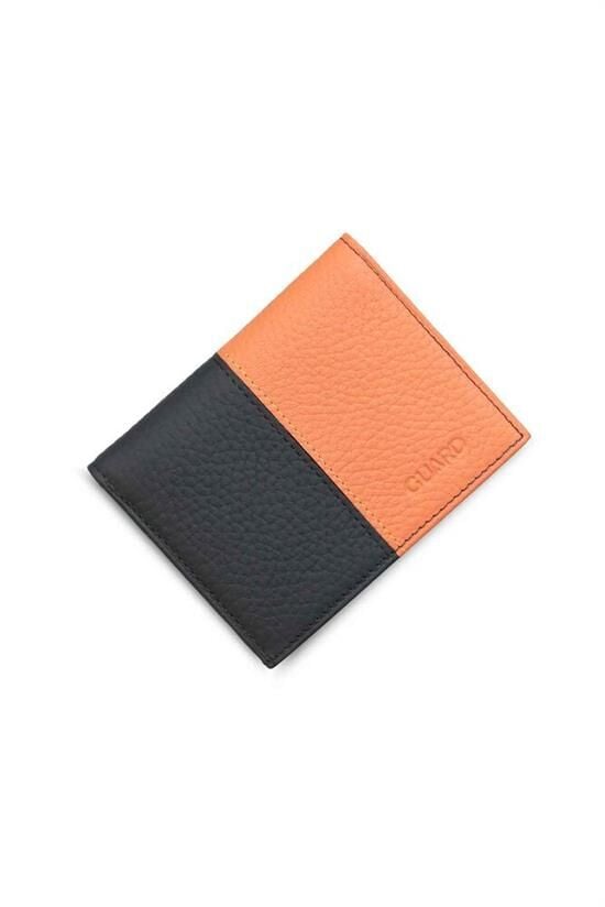Guard Mat Siyah/Turuncu Deri Erkek Cüzdan