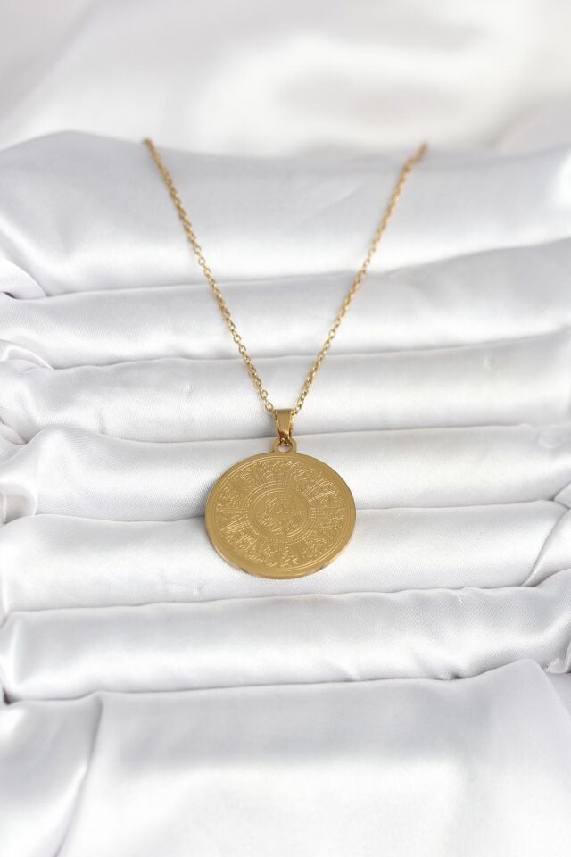 316L Çelik Gold Renk Ayetel Kürsi Yazılı Kolye
