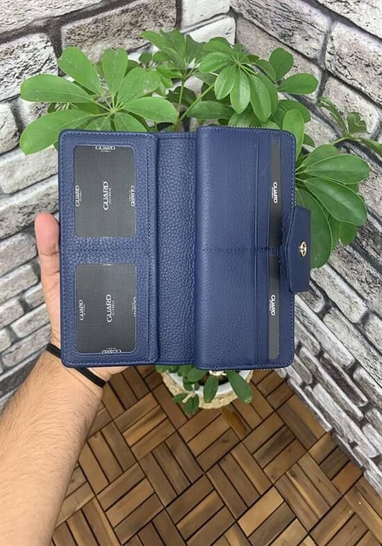 Guard Mat Lacivert Fermuarlı ve Deri Patlı El Portföyü