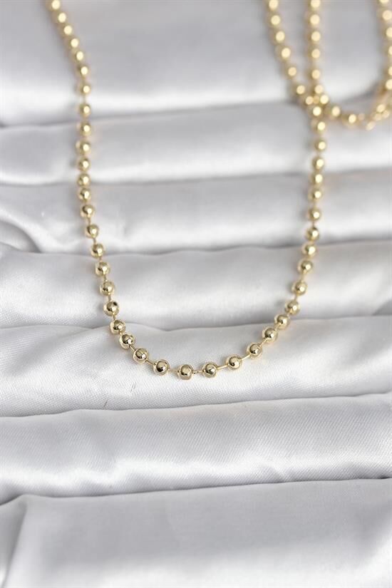 CM 14K Gold Renk Top Zincirli Model 60 cm Kadın Kolye