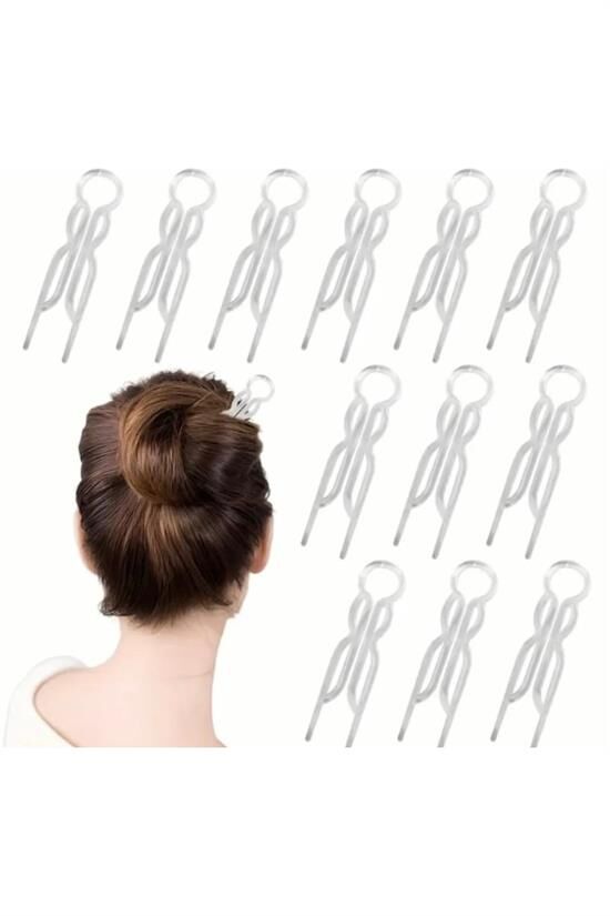 Kadın Şeffaf Hair Pin Saç Topuz Çubukları 10 Adet