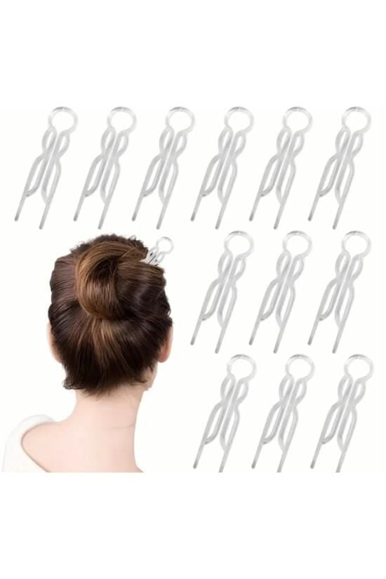 Kadın Şeffaf Hair Pin Saç Topuz Çubukları 10 Adet