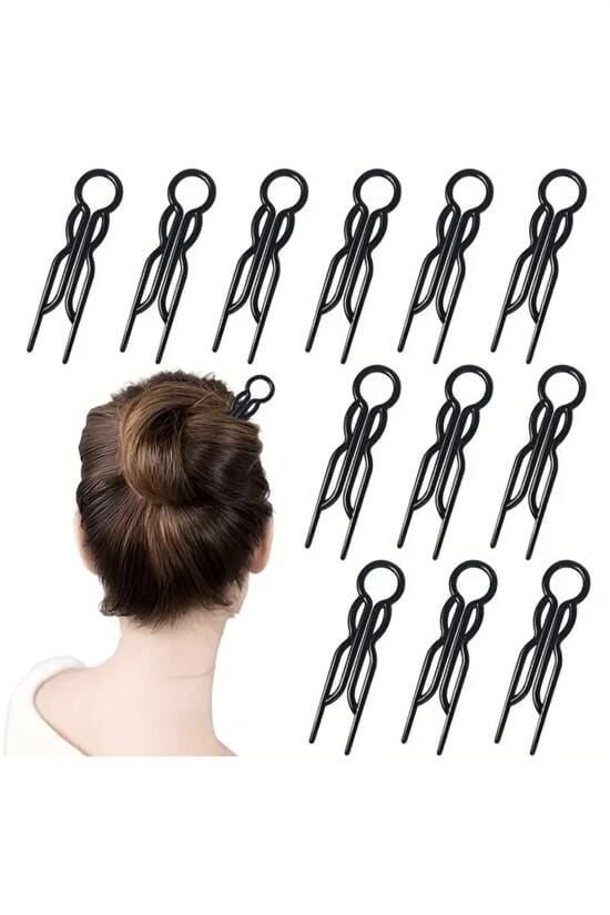 Kadın Siyah Hair Pin Saç Topuz Çubukları 10 Adet