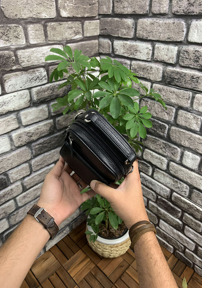 Guard Mini Siyah Deri El Çantası