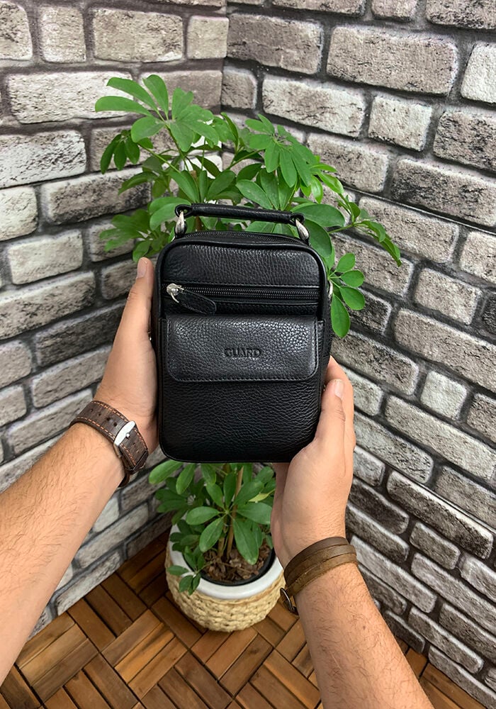 Guard Mini Siyah Deri El Çantası