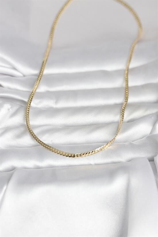 CM 14K Gold Renk Yassı Zincir Model 45 cm Kadın Kolye