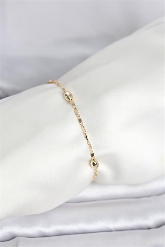 CM 14K Gold Renk Damla Topçuk Model Kadın Bileklik