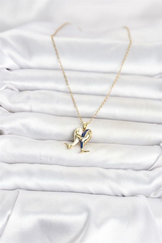 316L Çelik Zincir Gold Renk Dolphin Model Kadın Kolye