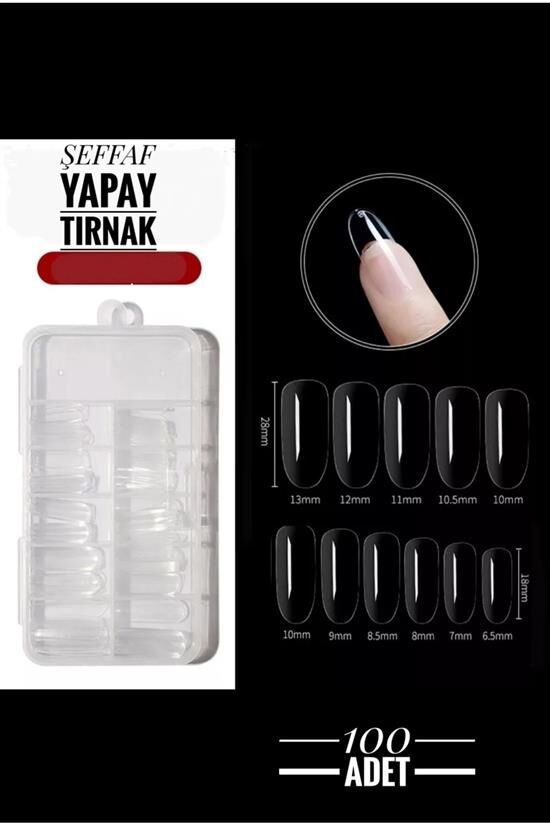 Kadın 100'lü Takma Şeffaf Tırnak Seti