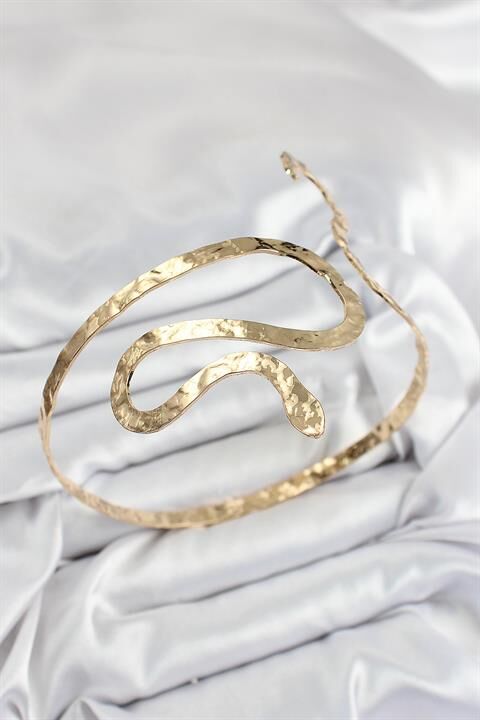 Pirinç Yılan Model Gold Renk Kadın Pazu Bileklik