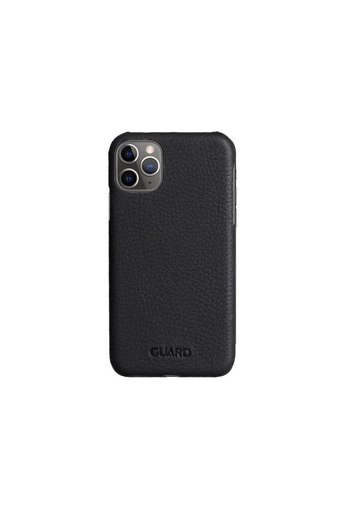 Guard Mat Siyah iPhone 11 Hakiki Deri Telefon Kılıfı