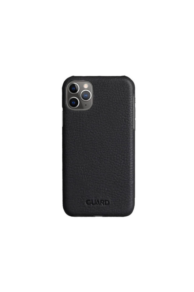 Guard Mat Siyah iPhone 11 Hakiki Deri Telefon Kılıfı
