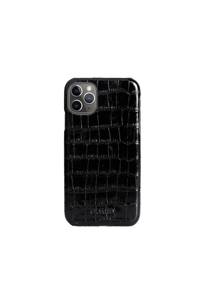 Guard Siyah Croco iPhone 11 Hakiki Deri Telefon Kılıfı