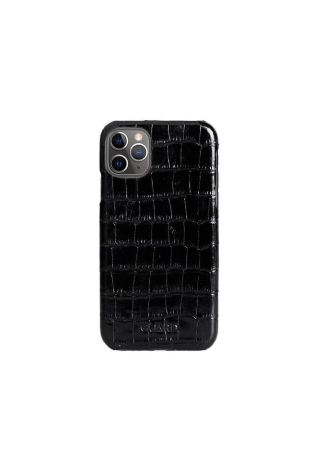 Guard Siyah Croco iPhone 11 Hakiki Deri Telefon Kılıfı