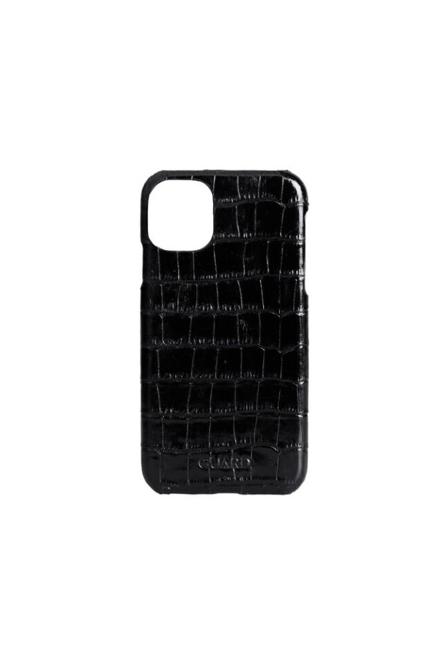 Guard Siyah Croco iPhone 11 Hakiki Deri Telefon Kılıfı
