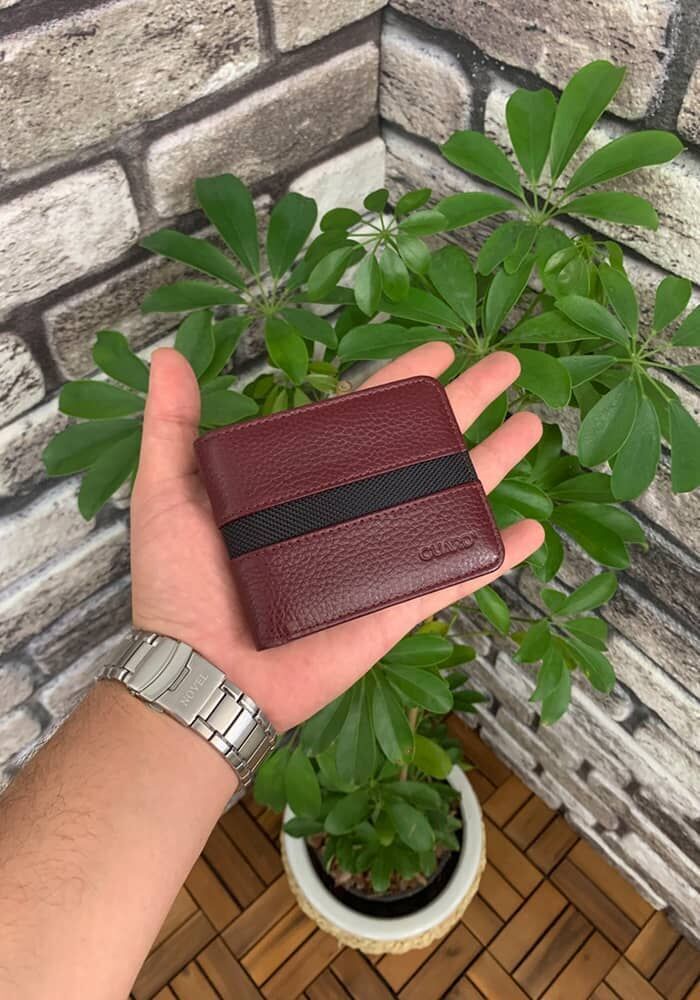 Guard Bordo Spor Şeritli Deri Erkek Cüzdanı