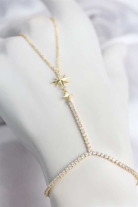 Gold Renk Pirinç Zirkon Taşlı Kutup Yıldızı Model Şahmeran