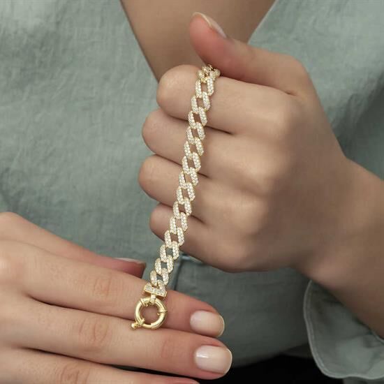 Gümüş Gold Taşlı Gurmet Bayan Bileklik