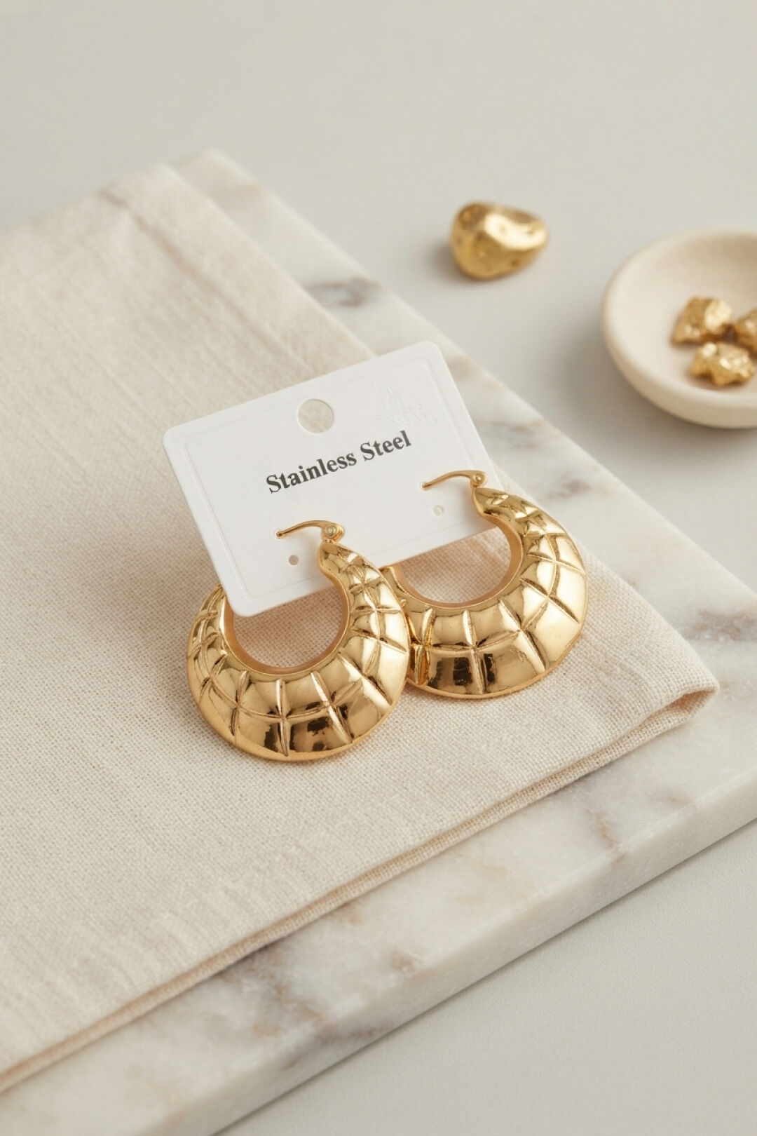 316L Çelik Gold Renk Bohem Halka Model Küpe
