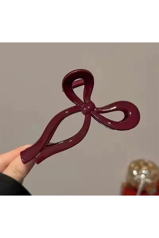 Kadın Bordo 11cm Büyük Boy Fiyonk Toka