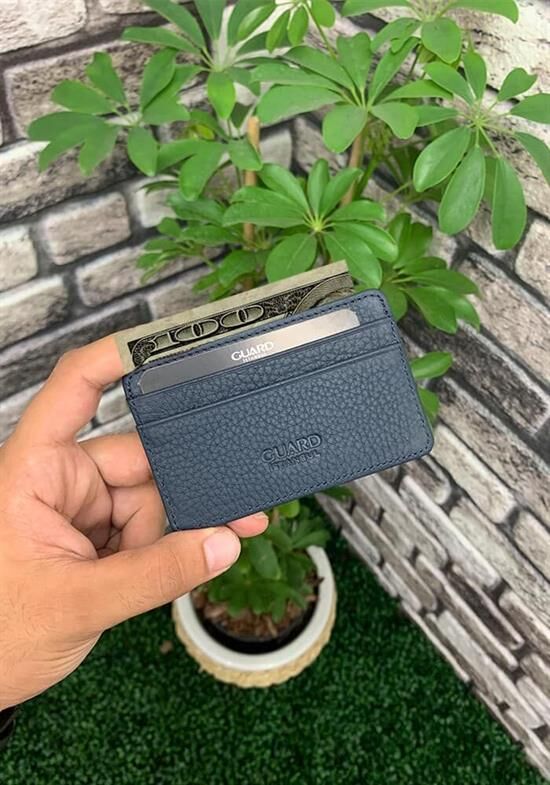 Guard Ultra İnce Unisex Lacivert Minimal Deri Kartlık