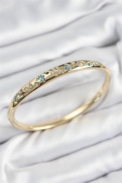 Pirinç Zirkon Taşlı Kelebek Model Gold Renk Kadın Kelepçe