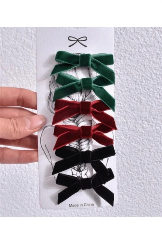 Kadın Kadife Fiyonk Model Pens Toka 6 Adet