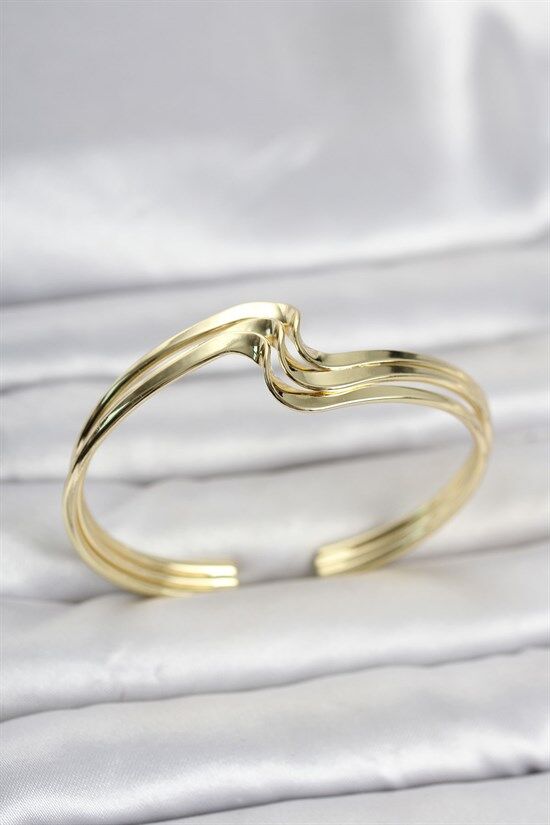 Zikzak Model Gold Renk Pirinç Kadın Bileklik