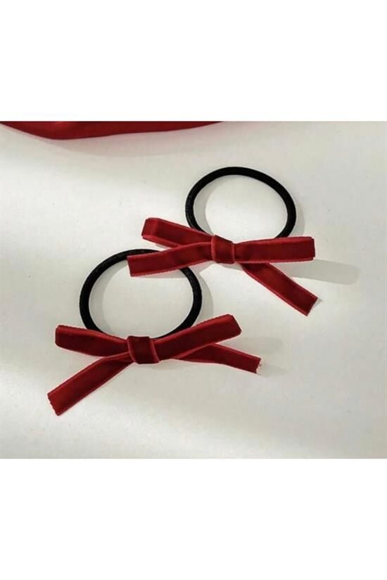 Kadın Bordo Kurdele Lastik Toka 2'Li Fiyonk Model Lastik Toka