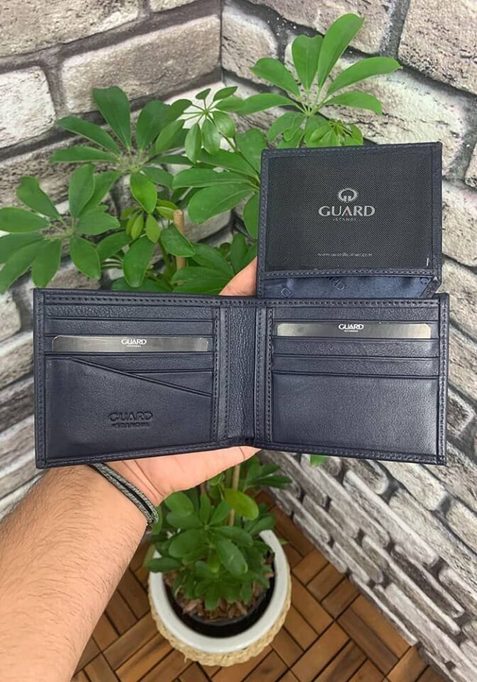 Guard Lacivert Yatay Deri Erkek Cüzdanı