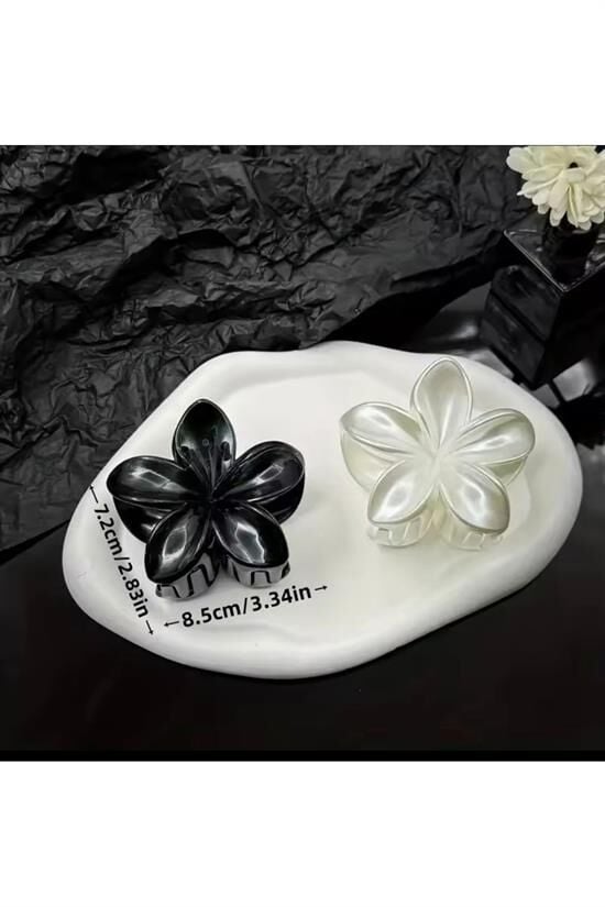 Kadın İnci, Siyah 9Cm Büyük Boy Lotus Mandal Toka Set
