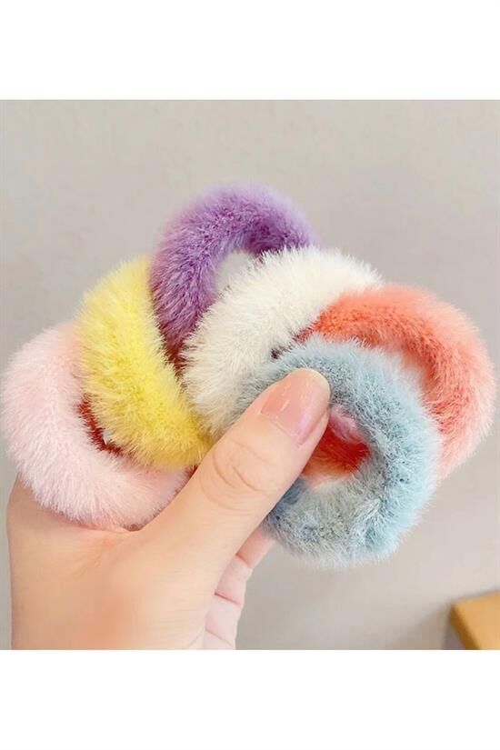 Kadın Pastel Ton 6'Lı Peluş Toka Seti