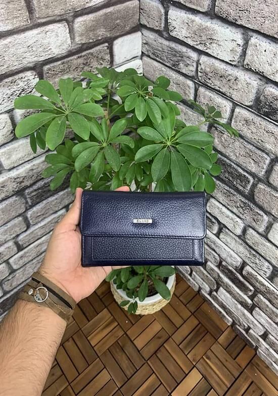 Guard Lacivert Çıt Çıtlı Deri Bayan Cüzdanı