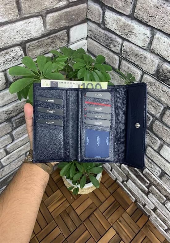 Guard Lacivert Çıt Çıtlı Deri Bayan Cüzdanı