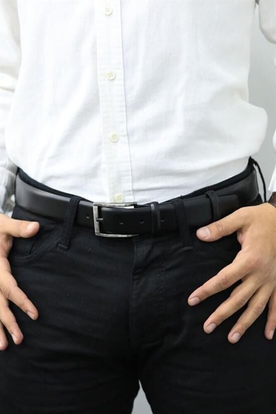 Guard Açma Siyahi Klasik Deri Erkek Kemeri - 3,5 Cm