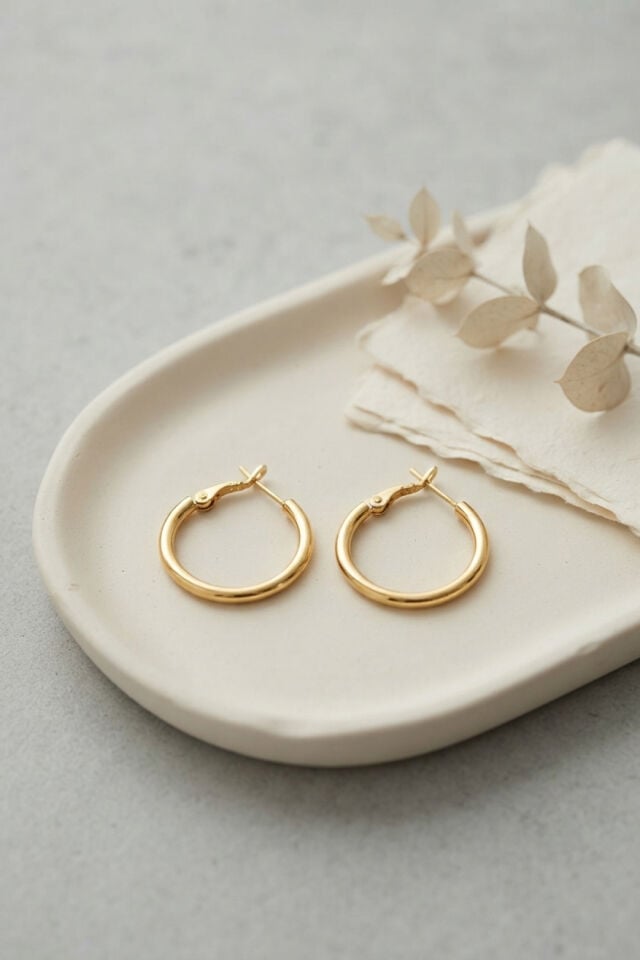 316L Çelik Gold Renk 22 mm Halka Küpe