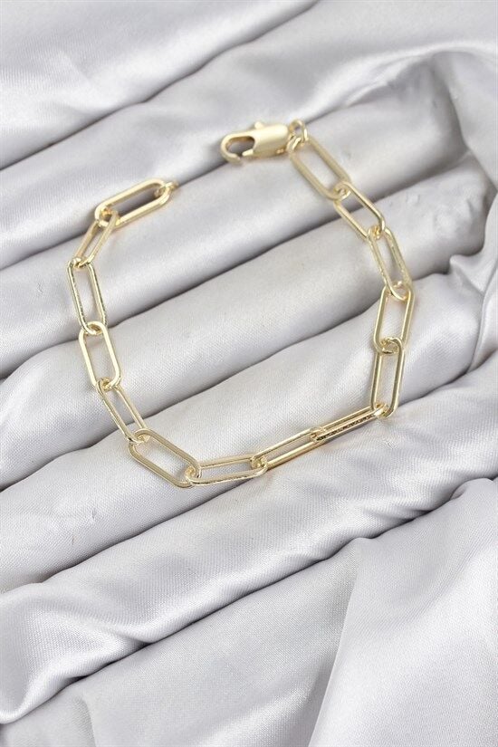 CM Ataş Zincir Model Gold Renk Pirinç Kadın Bileklik