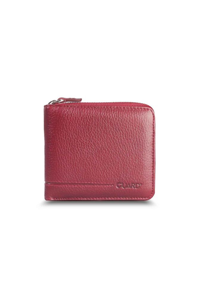 Guard Retro Fermuarlı Deri Bordo Cüzdan